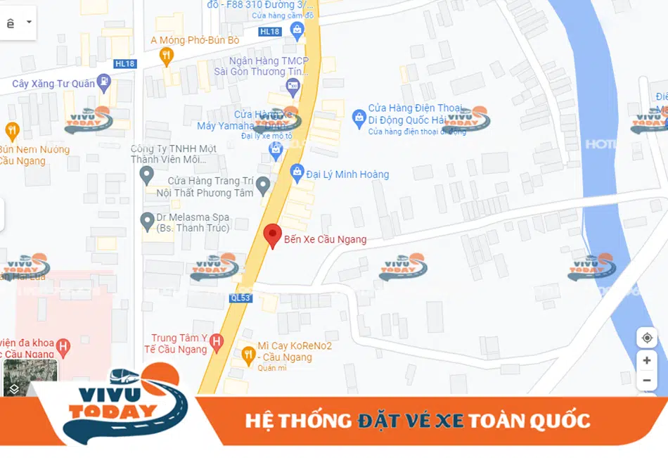 Vị trí của bến xe Cầu Ngang