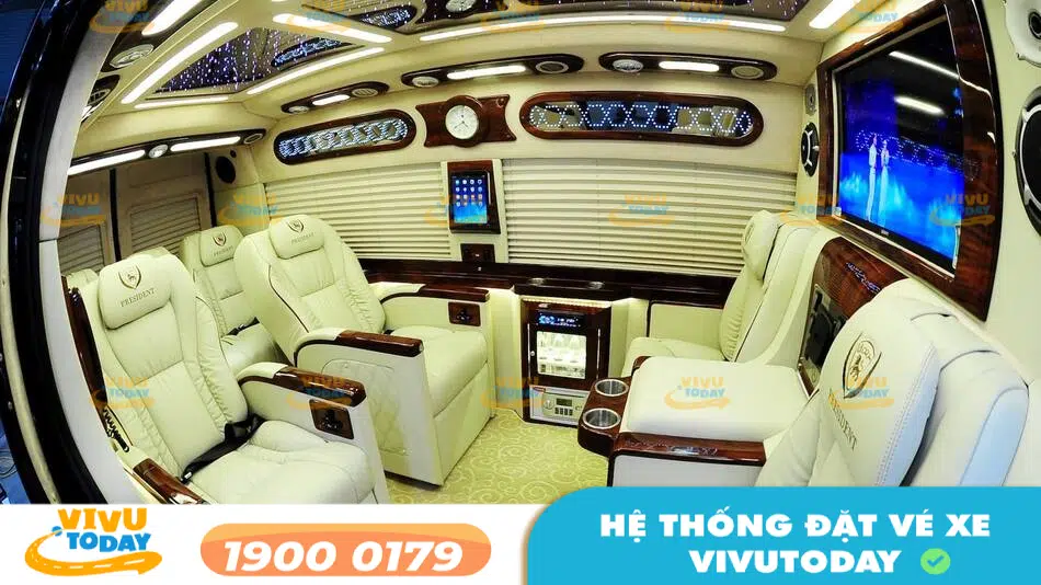 Nội thất cao cấp của nhà xe Long Giang limousine