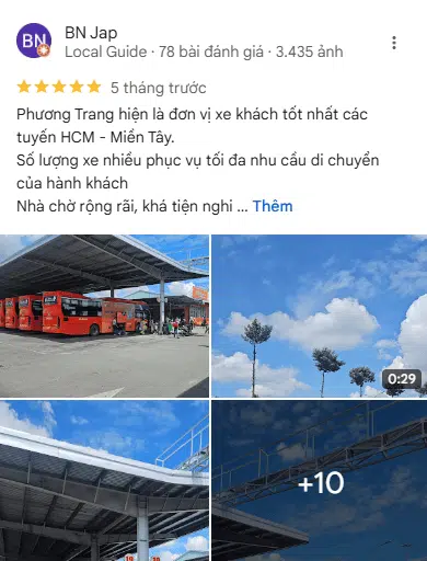 Phản hồi của khách hàng về dịch vụ nhà xe Phương Trang Cần Thơ