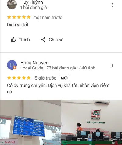 Đánh giá của khách hàng về dịch vụ xe Phương Trang Vũng Tàu