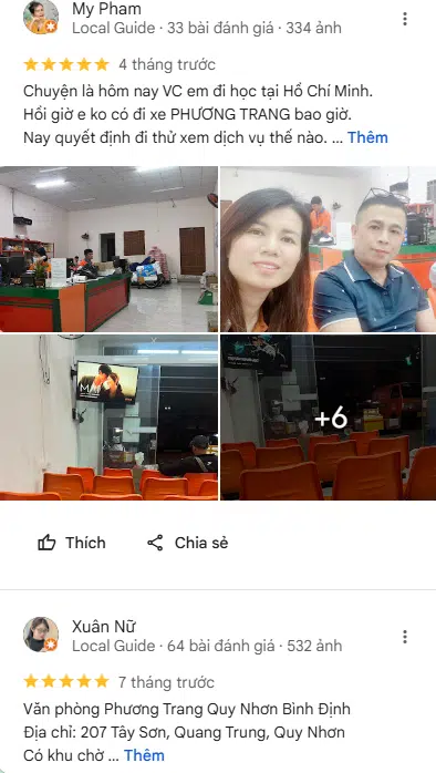 Khách hàng nói gì về nhà xe Phương Trang Quy Nhơn