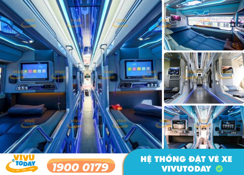 Nội thất xe giường phòng đôi Limousine của nhà xe Hải Hoàng Gia Đà Nẵng