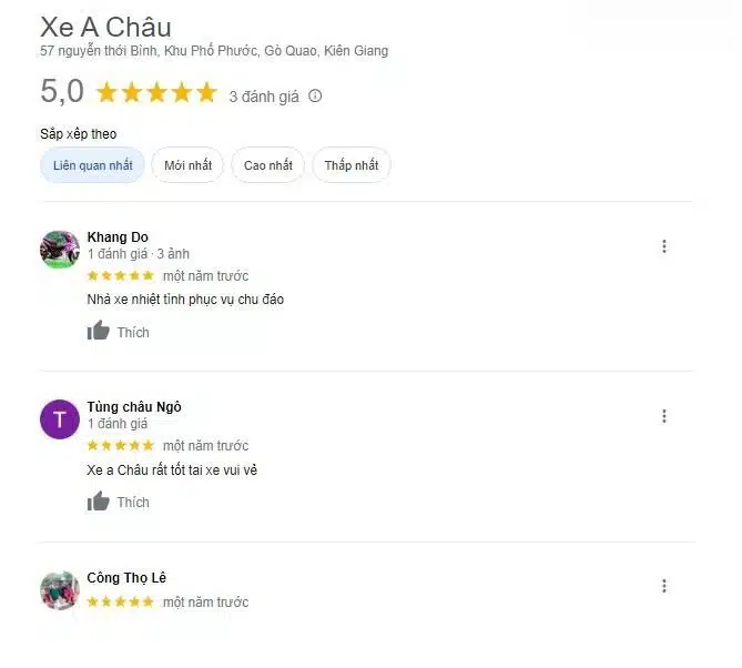 Ý kiến nhận xét của khách hàng về xe khách A Châu