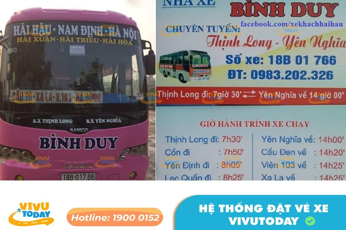 Nhà xe Bình Duy tuyến Hà Nội đi Hải Hậu - Nam Định