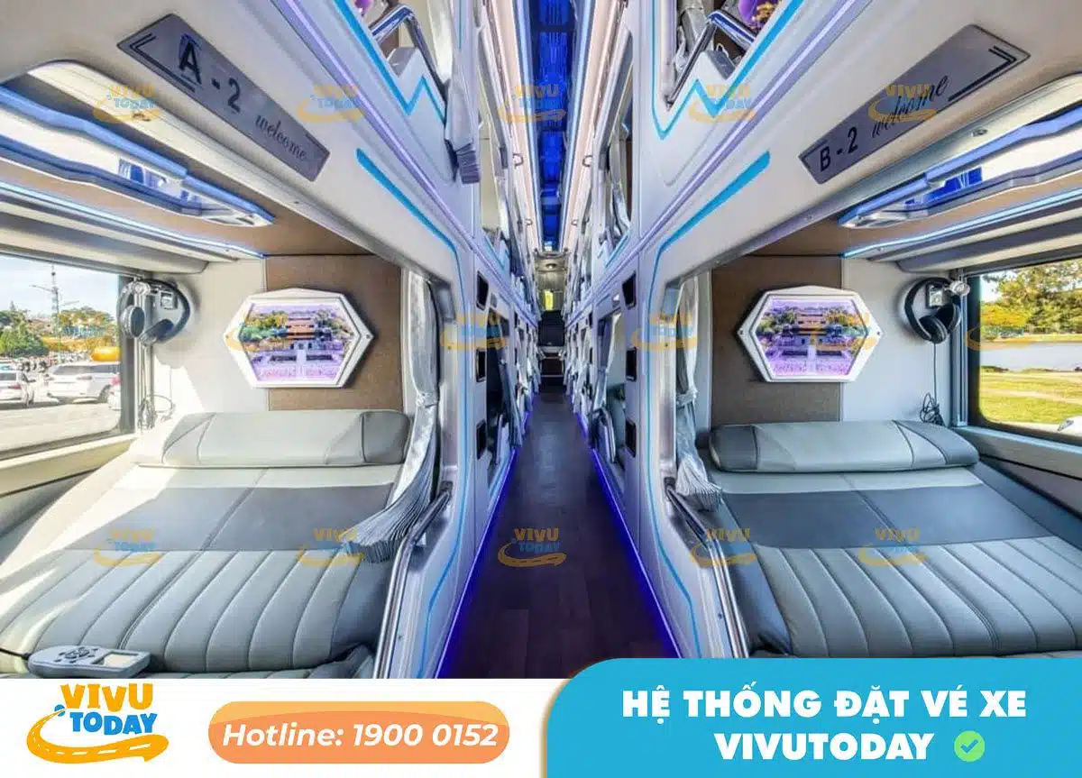 Nội thất xe giường phòng Limousine của nhà xe Đình Nhân Điện Biên Phủ Đà Nẵng