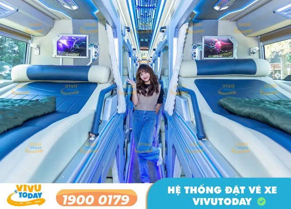 Nội thất xe giường phòng đôi cao cấp của nhà xe Amazing Đà Lạt
