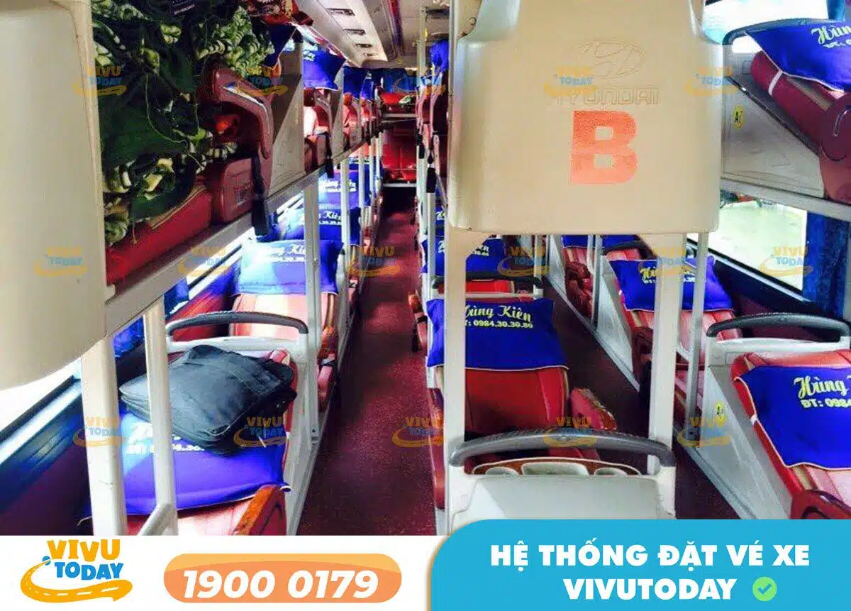 Nội thất xe giường nằm của xe Hùng Kiên bến xe Miền Đông đi Đắk Nông