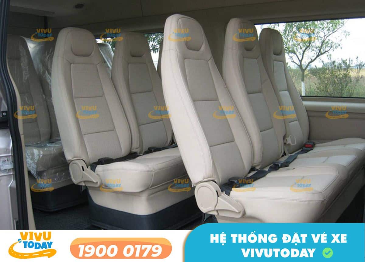 Nội thất xe ghế ngồi 16 chỗ của nhà xe Kim Thy