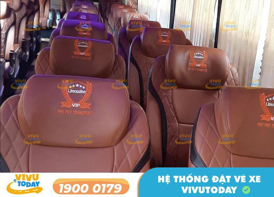 Nội thất xe ghế sang trọng của nhà xe Phy Phy Transport