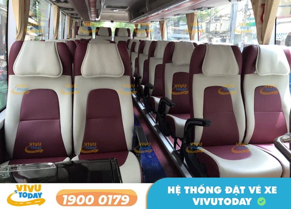 Nội thất xe ghế ngồi 30 chỗ của nhà xe Đại Ngân Bến Tre